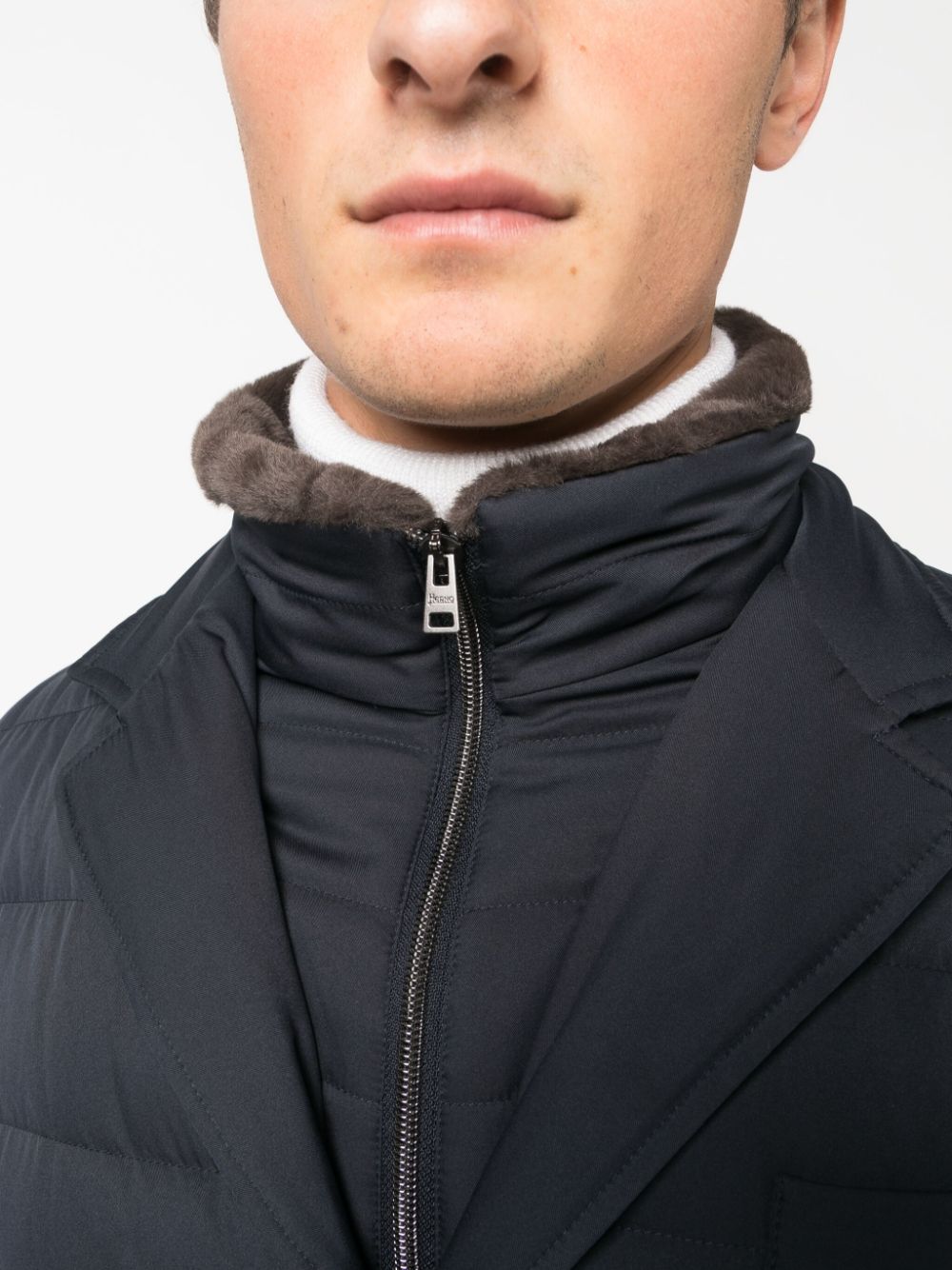 Shop Herno High-neck Layered Padded Jacket In Blau