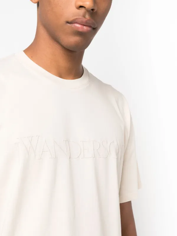 JW Anderson logo-embossed crew-neck T-shirt | Neutrals