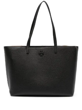 Tory Burch McGraw Leather Tote Bag | Black | FARFETCH CA