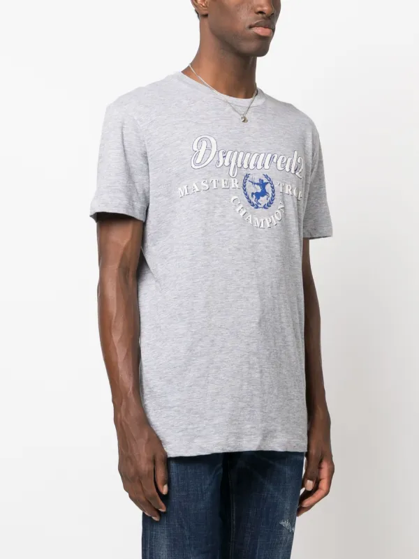 Tシャツ・カットソー DSQUARED2 WASHED GREY T-SHIRT WITH LOGO DSQUARED2 logo-print cotton-blend T-shirt | Grey | FARFETCH AU