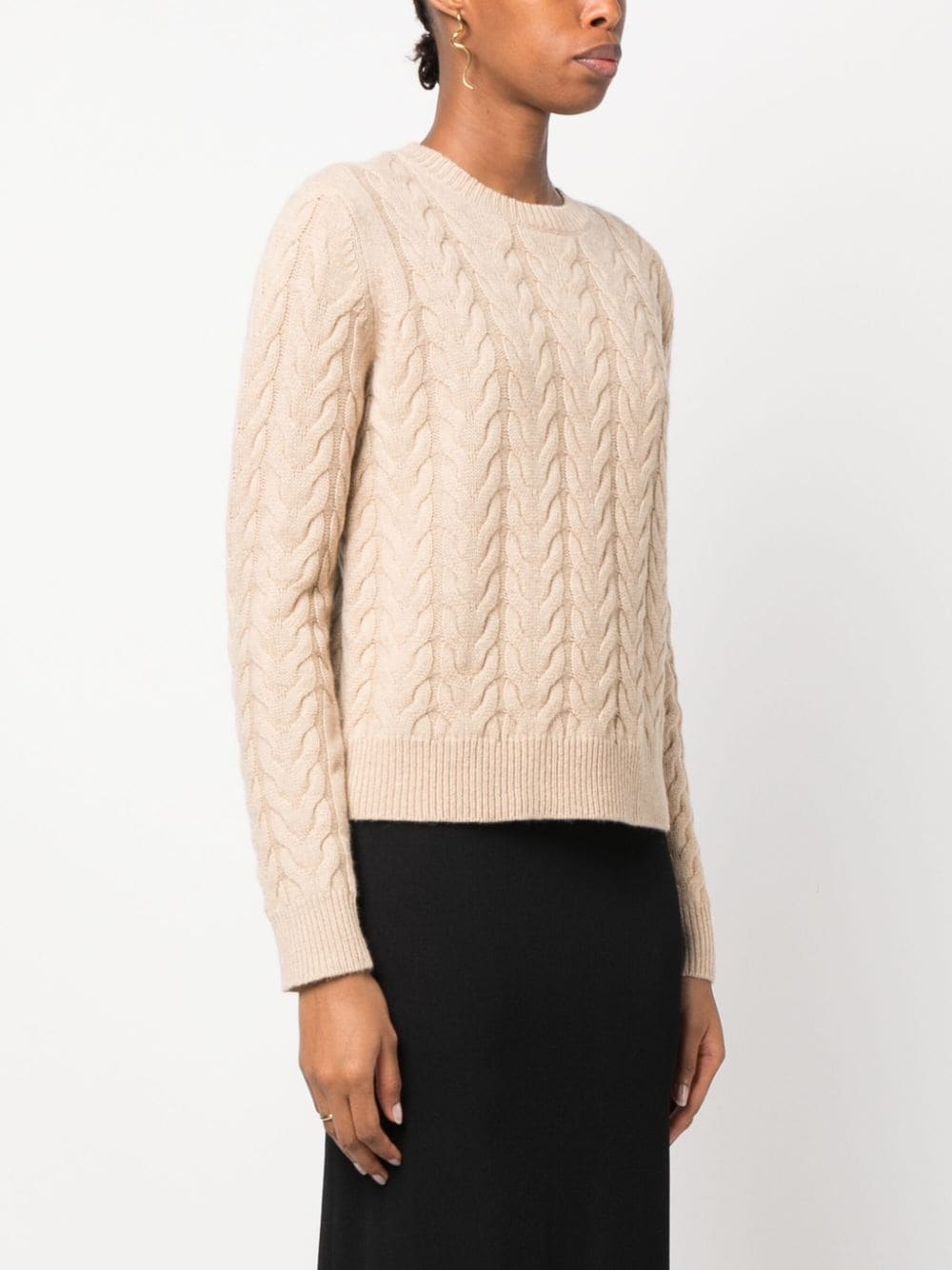 Shop Max Mara Cable-knit Cashmere Sweatshirt In Neutrals
