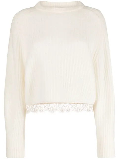 Fabiana Filippi lace-trim ribbed jumper