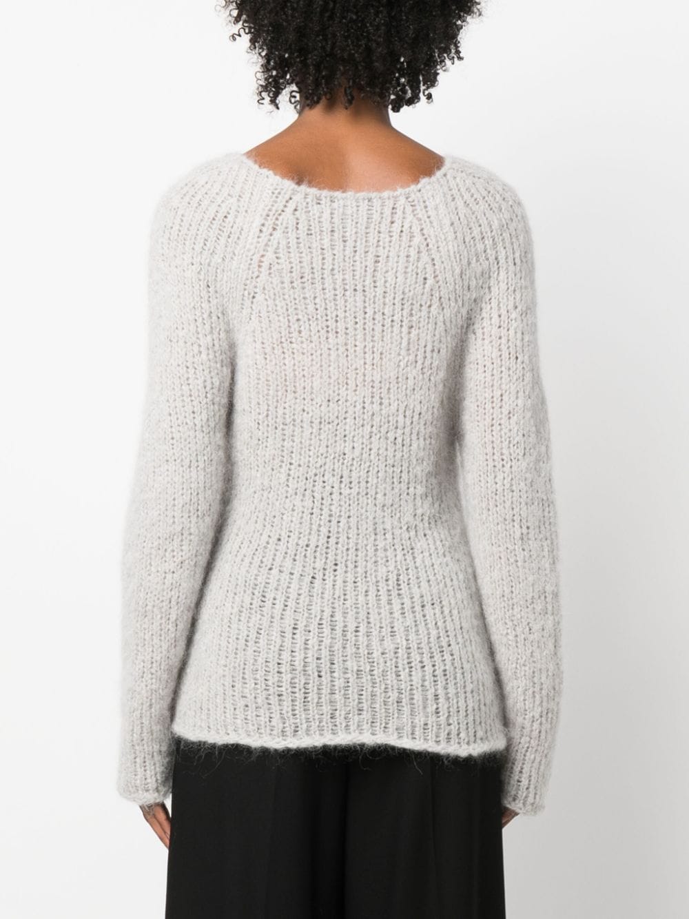 Shop Giorgio Armani Round-neck Chunky-knit Jumper In Grey