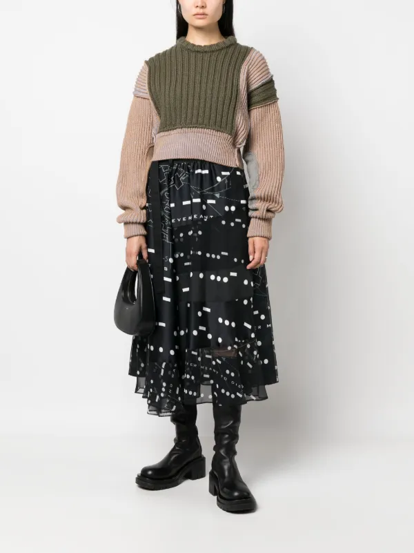 Sacai プリーツロングスカート グラフィック sacai - 【美品】 sacai / サカイ | 異素材 ライン プリーツ