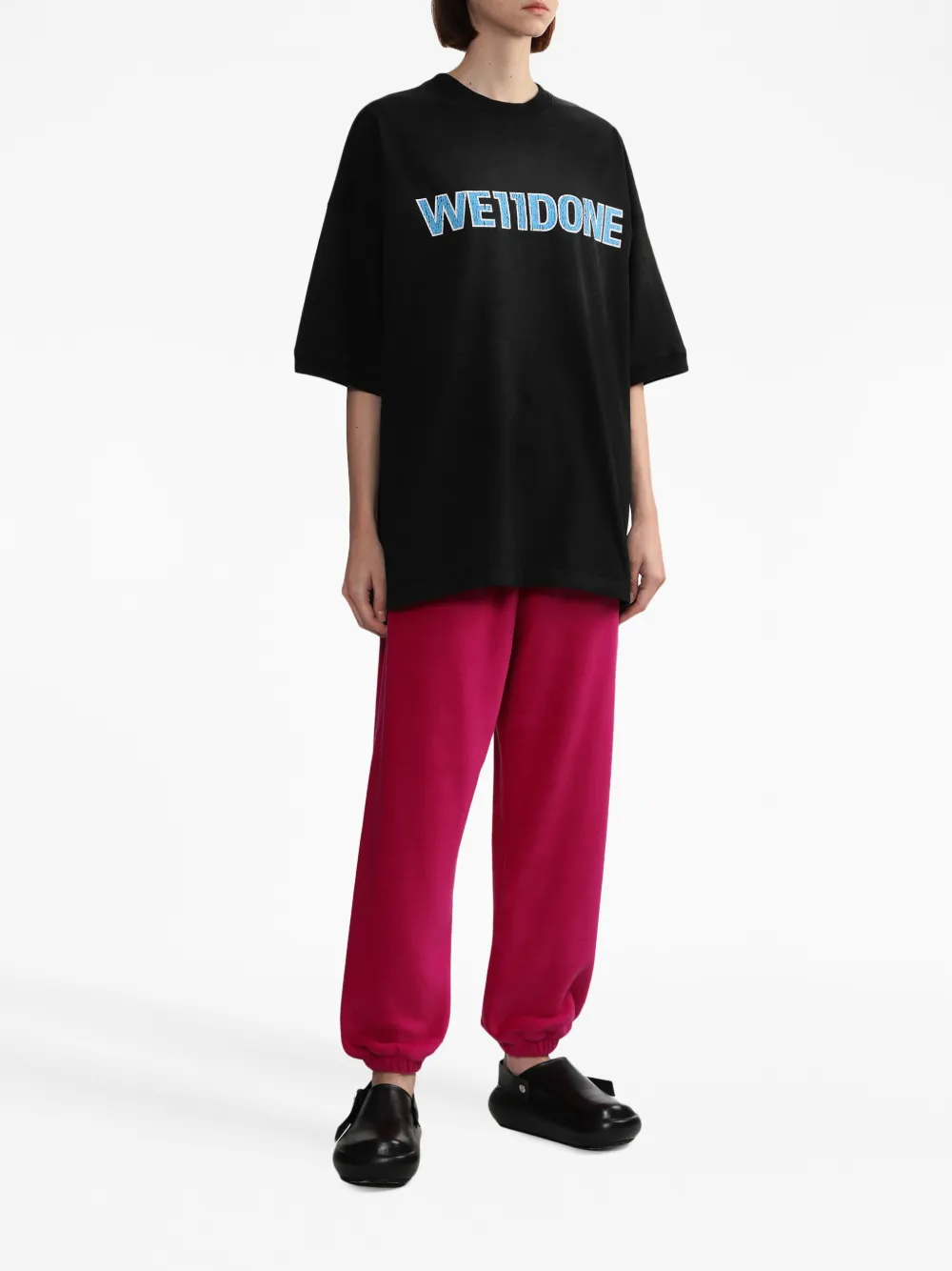We11done Trainingsbroek met geborduurd logo - Roze