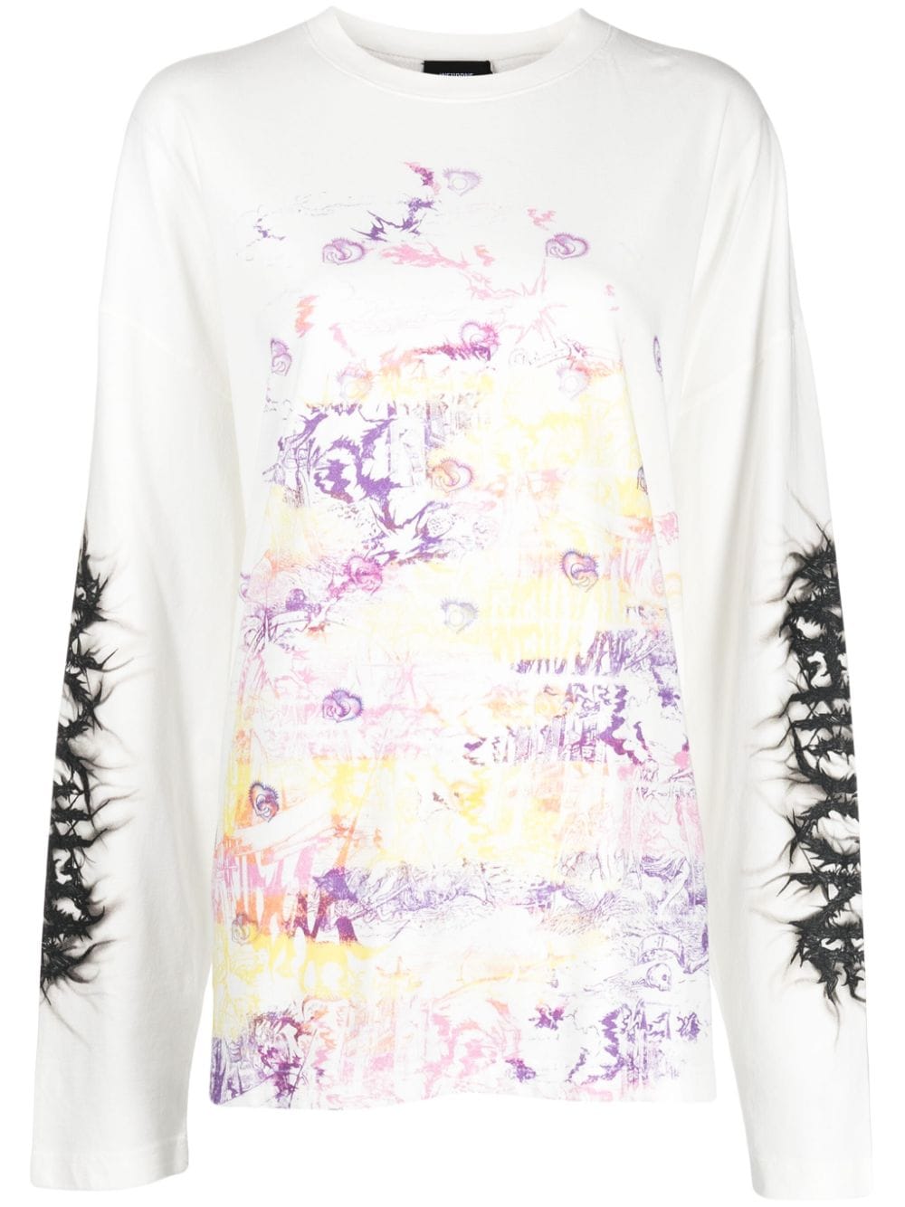 We11 Done Graffiti-print Cotton T-shirt In White