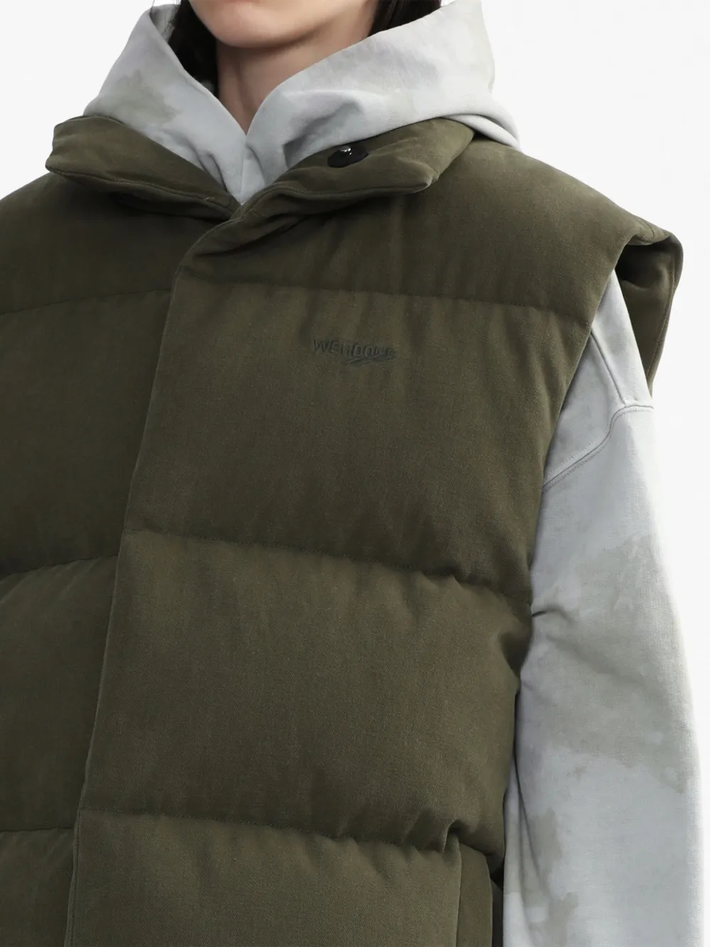 We11 Done High-neck Padded Gilet In Green