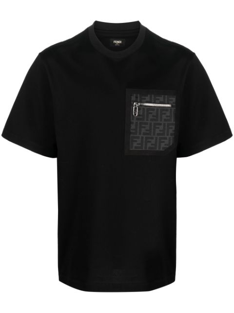 FENDI FF-monogram pocket cotton T-shirt