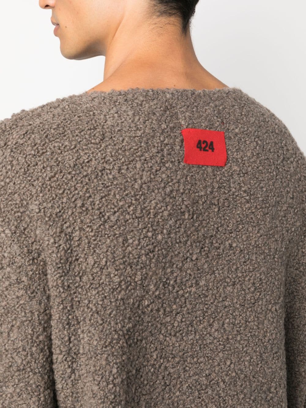 Shop 424 Cutout-detail Fleece-texture Jumper In Brown