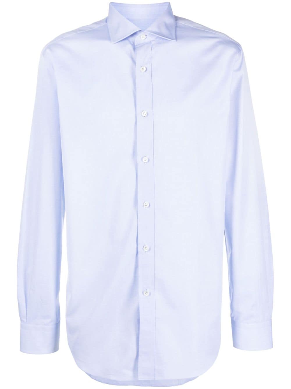 Brioni Spread-collar Poplin Shirt In Blue