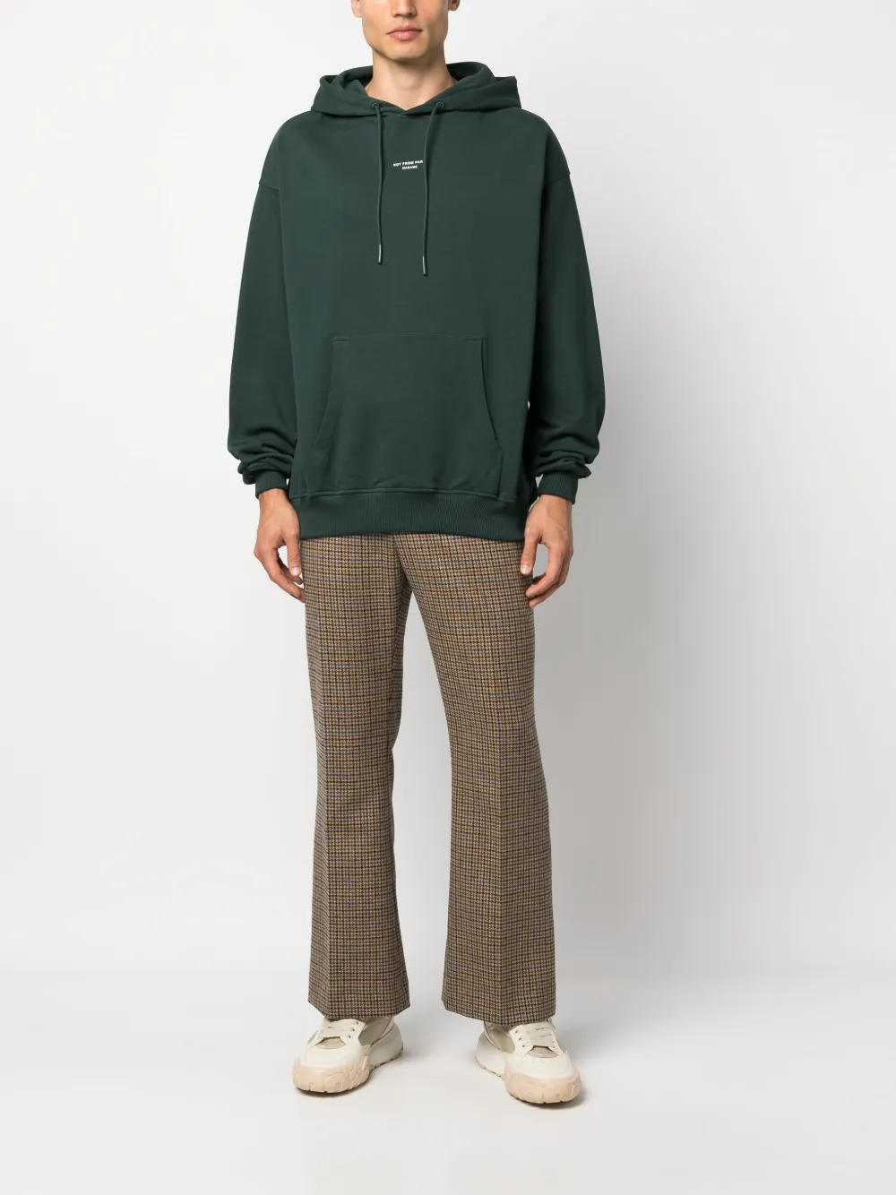 Drôle De Monsieur slogan-print cotton hoodie - Groen