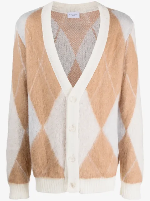 Family First argyle-pattern crew-neck cardigan
