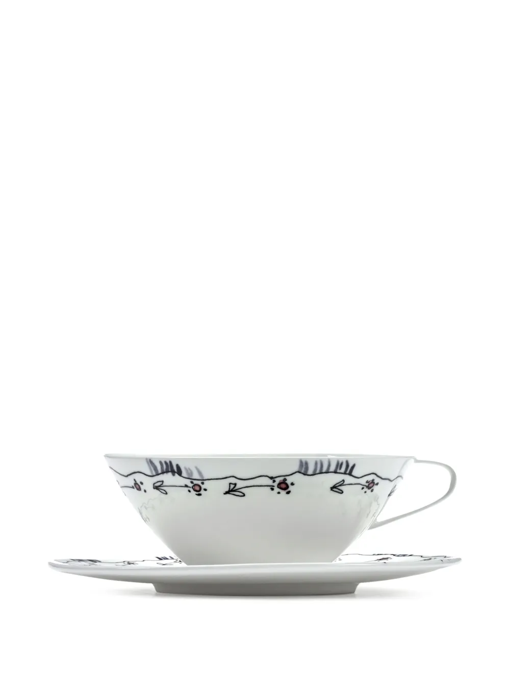 Shop Serax X Marni Midnight Flowers Teacup And Saucer In White