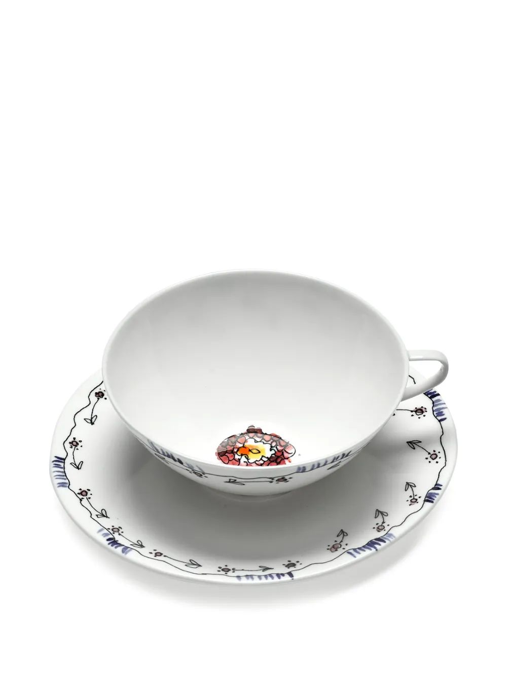 Shop Serax X Marni Midnight Flowers Teacup And Saucer In White