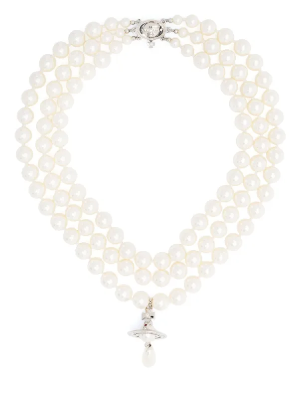 復刻◆Vivienne Westwood◆THREE ROW PEARL DROP チョーカー Vivienne Westwood Three Row Pearl Drop Choker -silver New | eBay