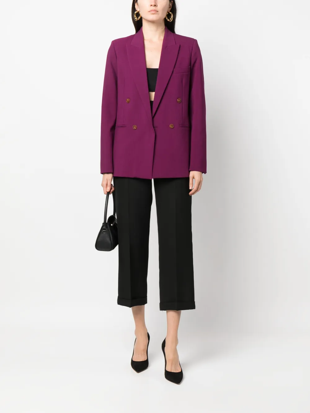 Shop Alysi Peak-lapels Button-fastening Blazer In Rosa