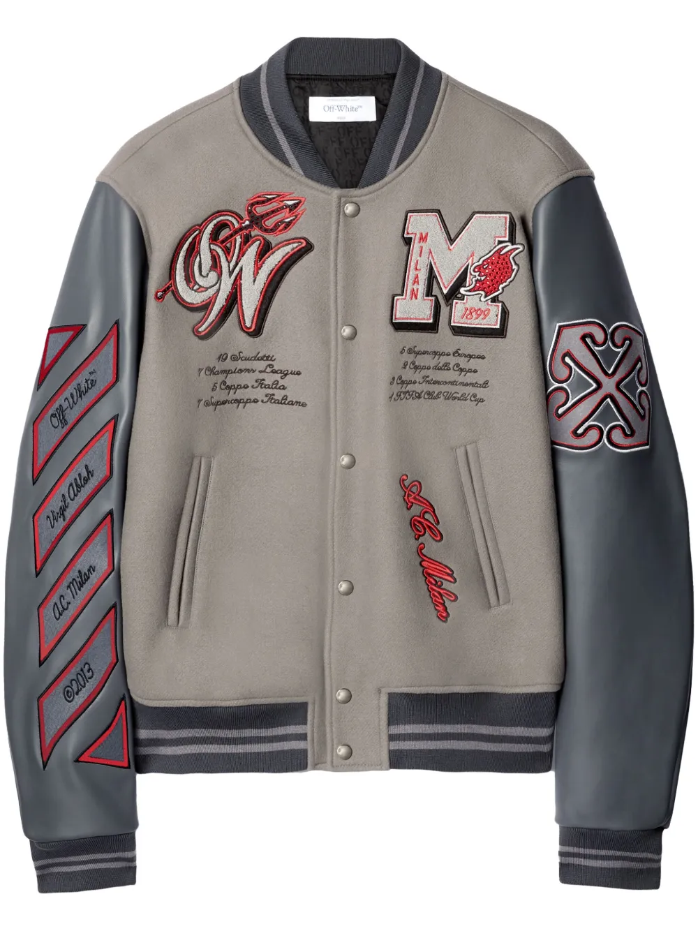 Milan Off White Jacket  AC Milan Off White Varsity Jacket