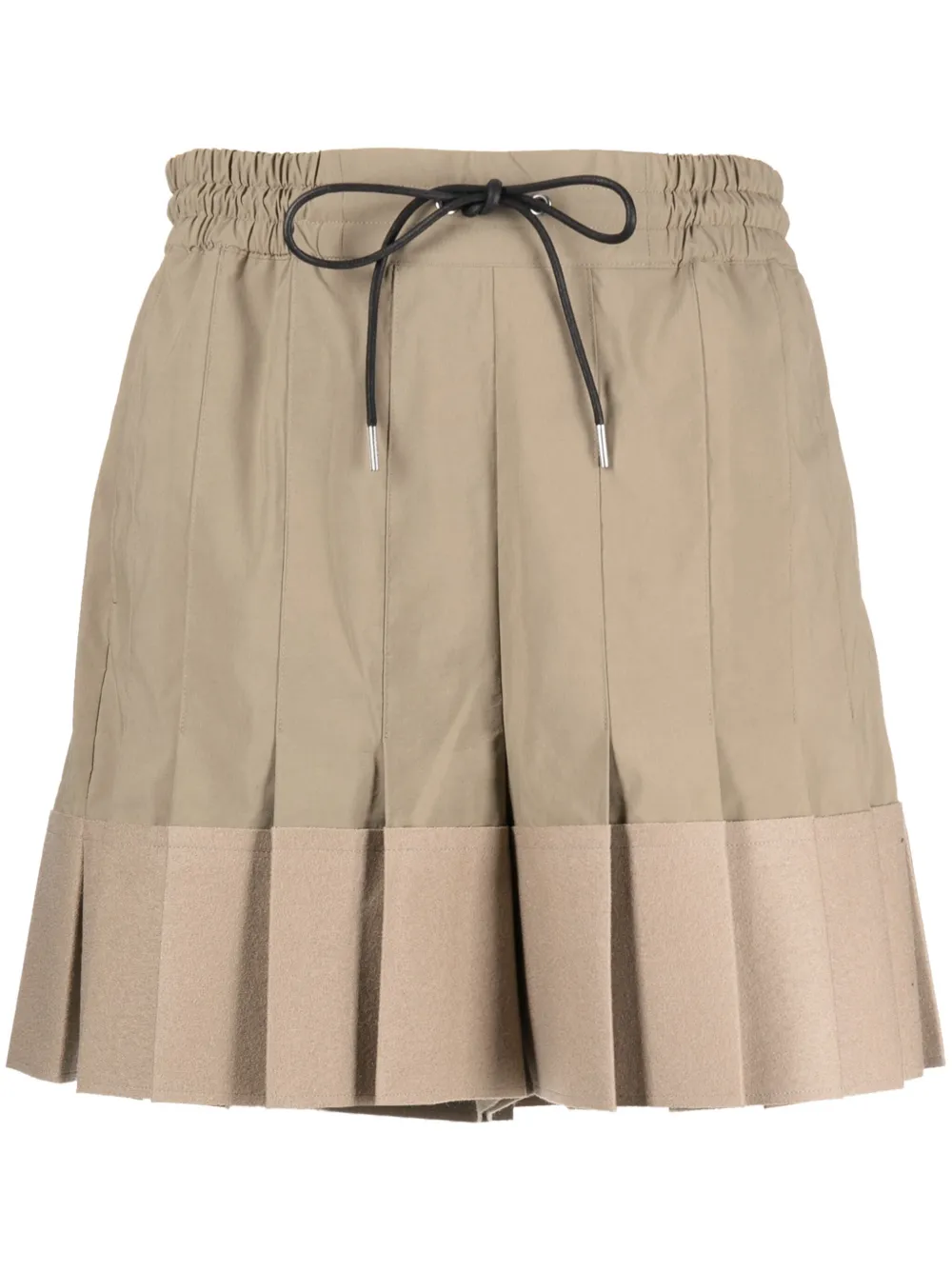 Sacai Pleated Mini Skirt In Brown