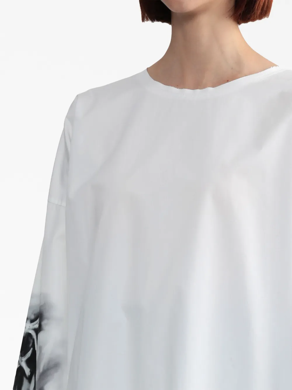 We11 Done Abstract-print Cotton Blouse In White