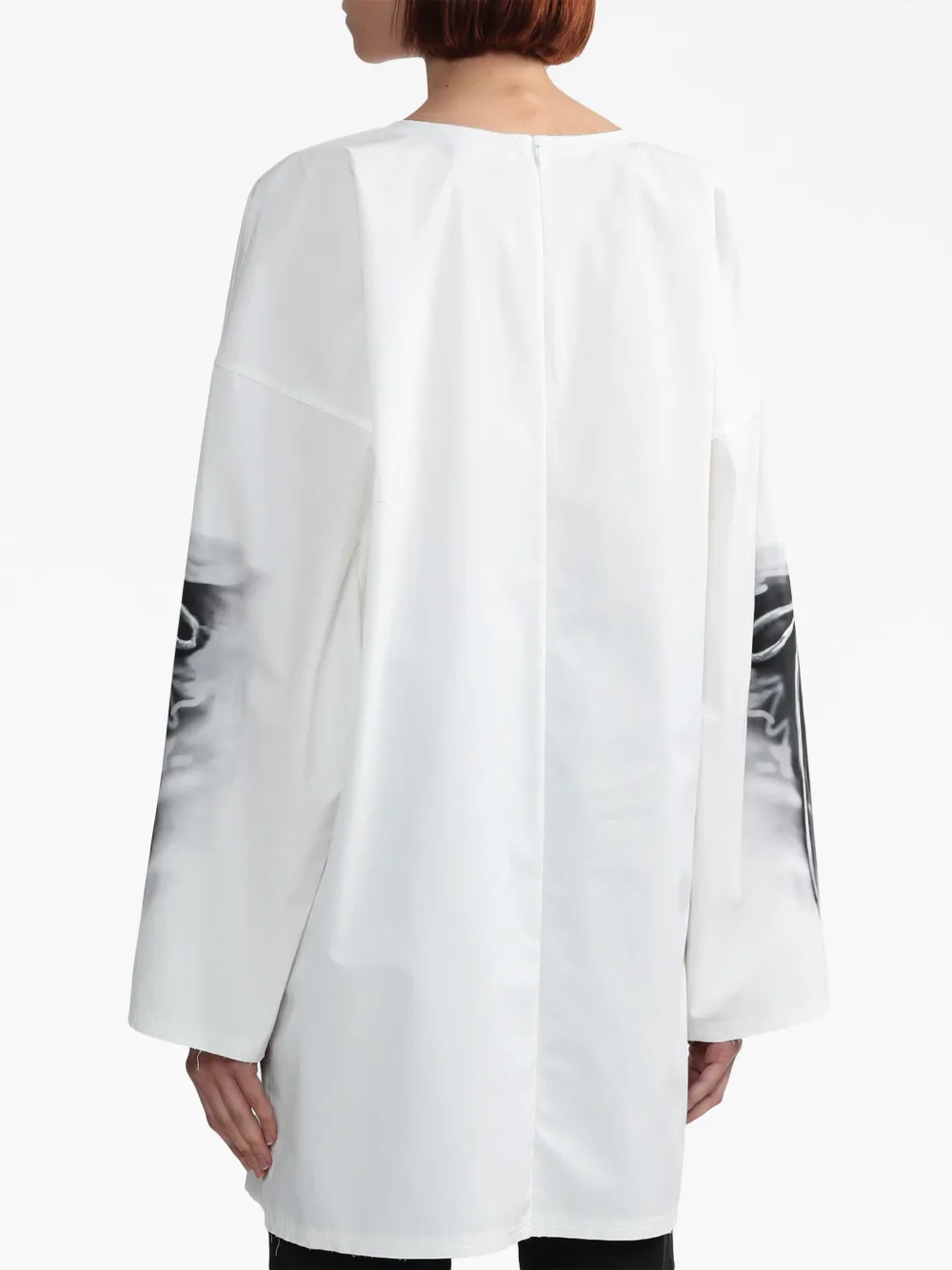 We11 Done Abstract-print Cotton Blouse In White