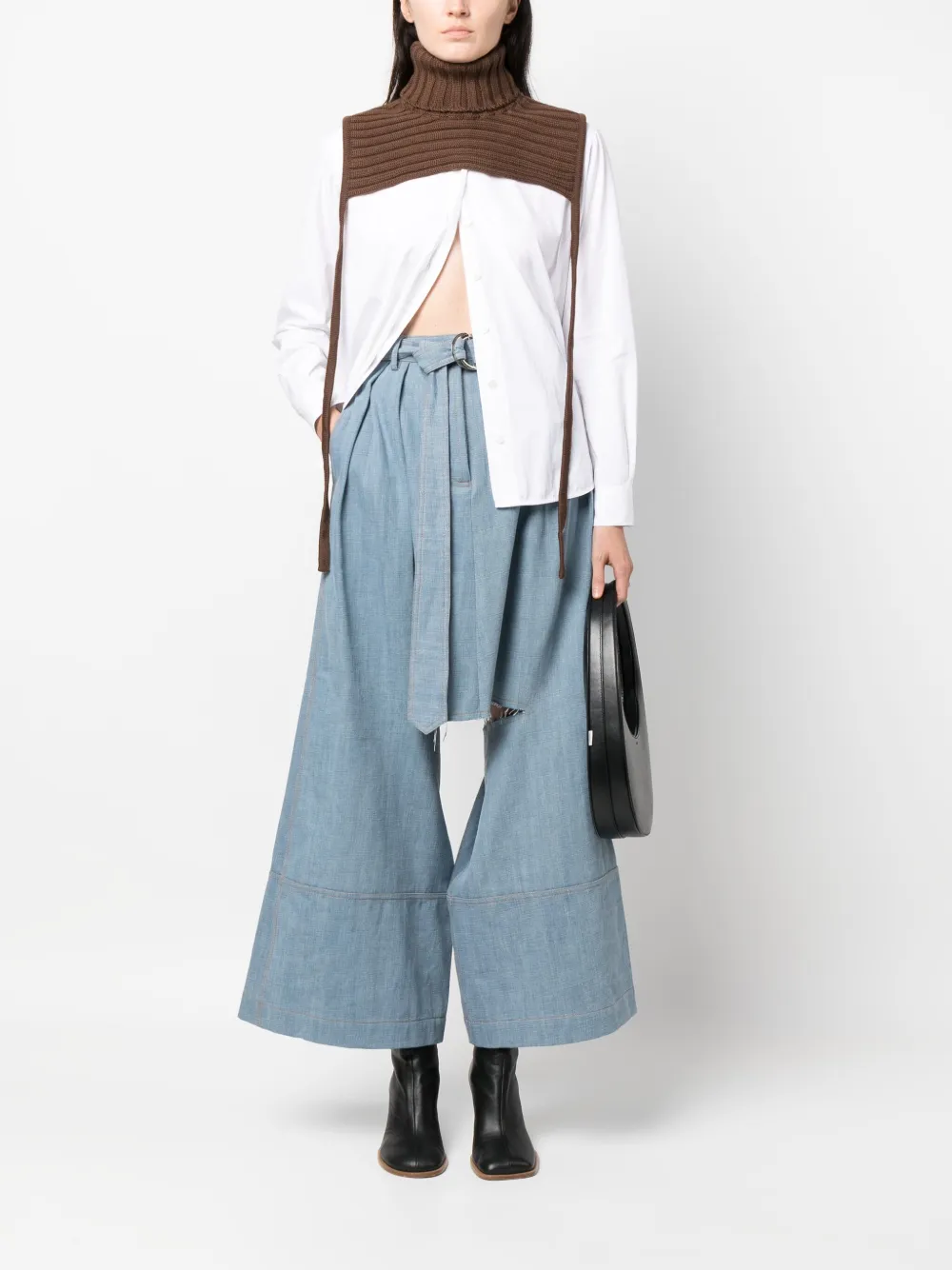 Niccolò Pasqualetti roll-neck virgin wool shrug - Zwart