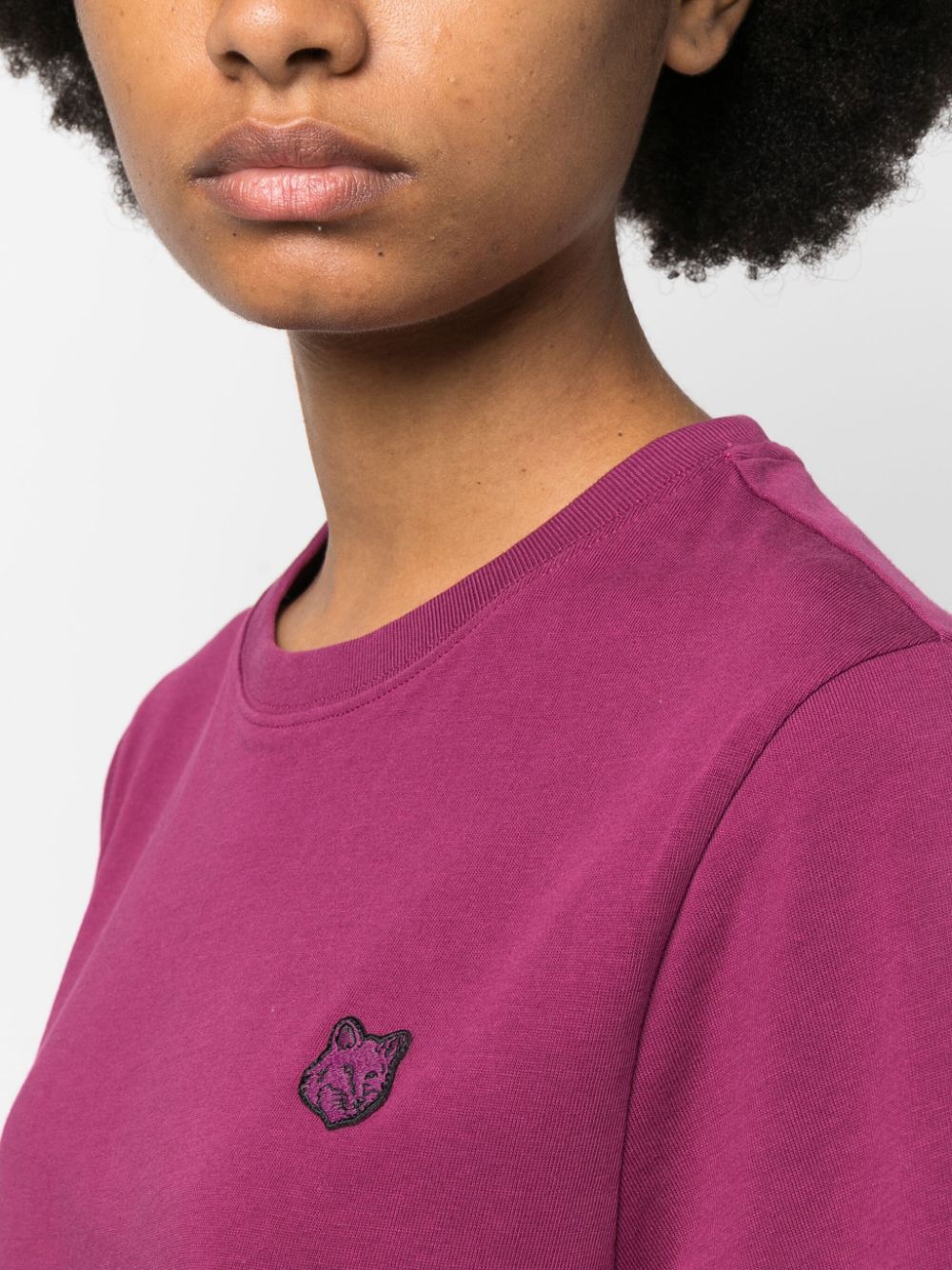 Shop Maison Kitsuné Logo-embroidered Cotton T-shirt In Pink