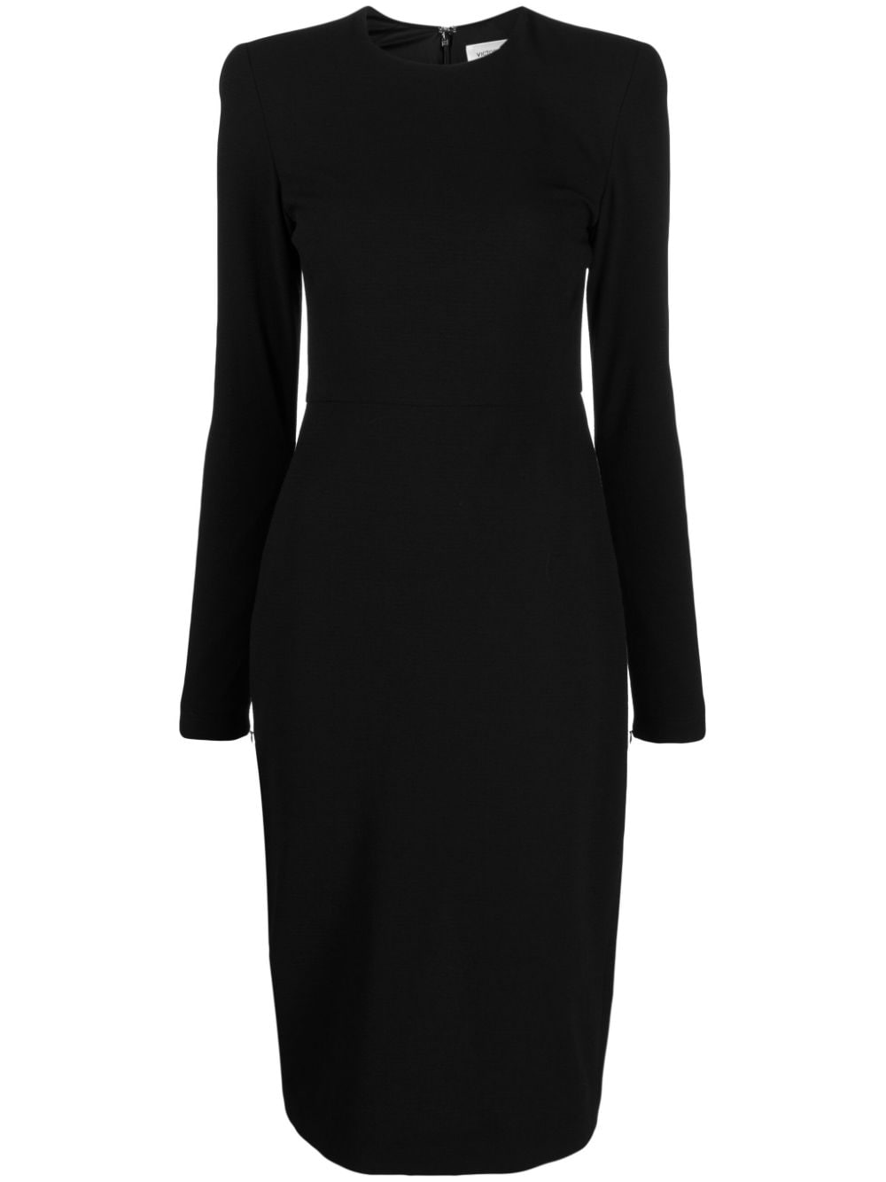 Shop Victoria Beckham Round-neck Fitted-waist Dress In Black