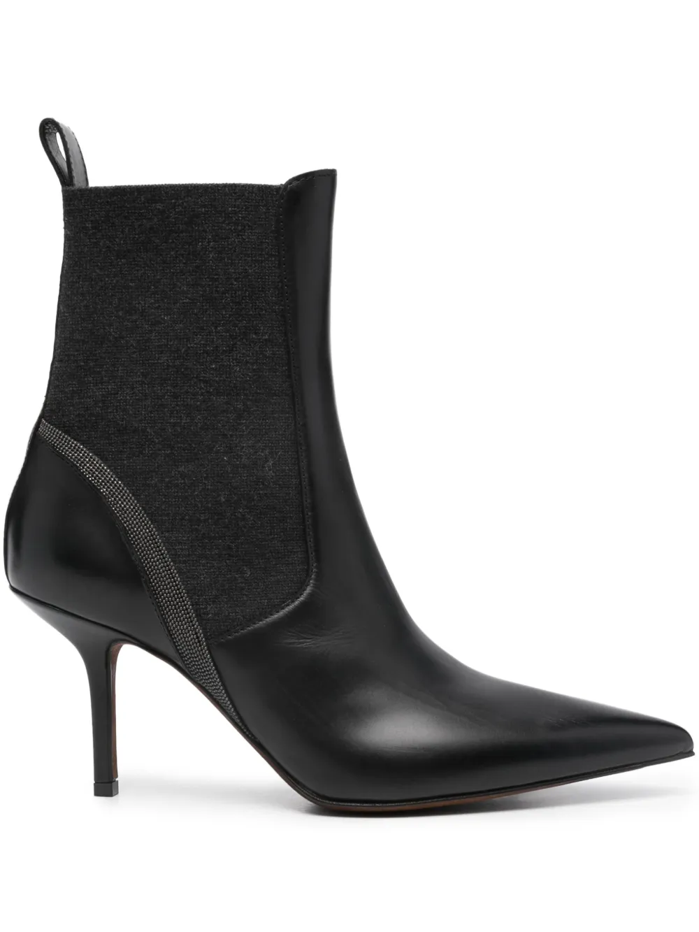 Brunello Cucinelli Monili-embellished leather boots Black