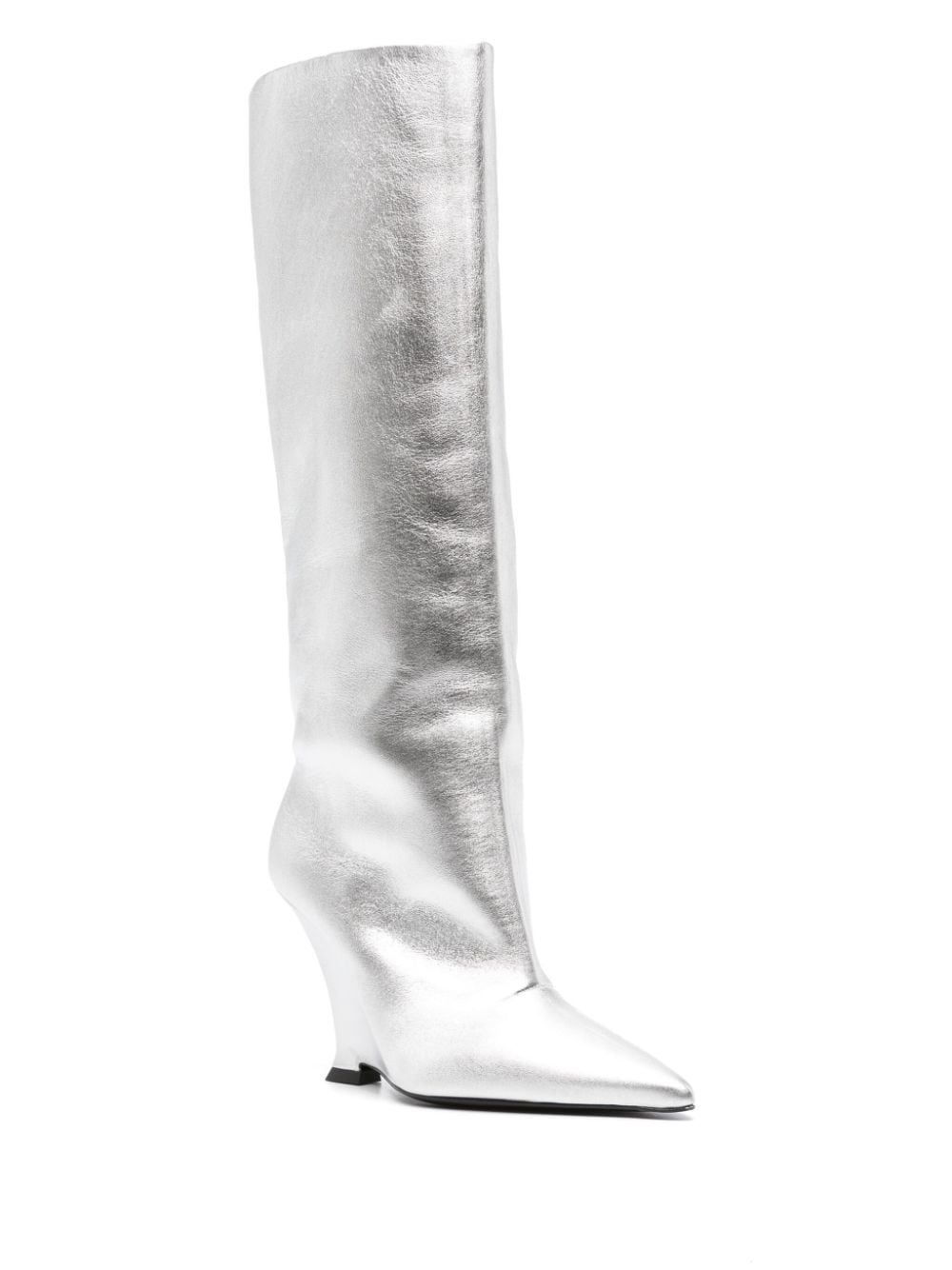 3juin 100mm pointed-toe leather boots - Zilver