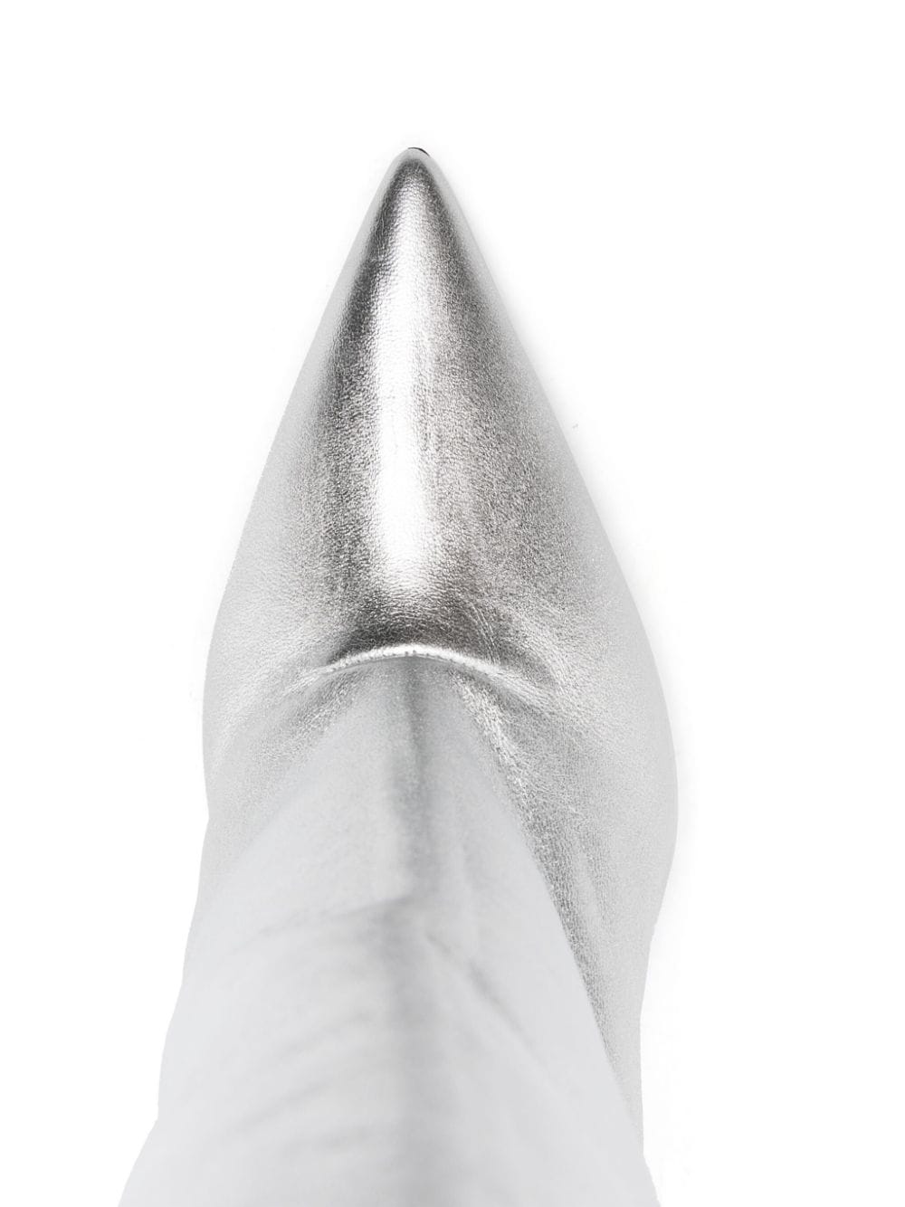 Shop 3juin 100mm Pointed-toe Leather Boots In Silver