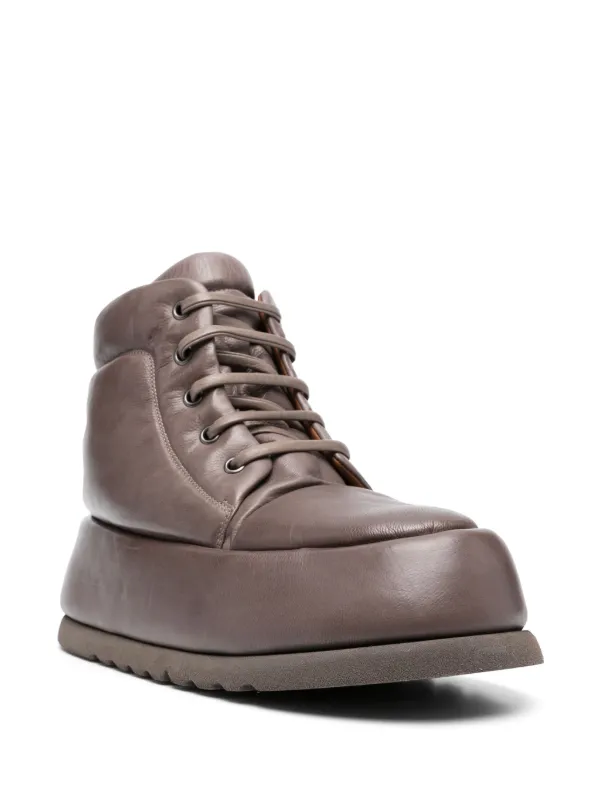 Brown leather platform clearance boots