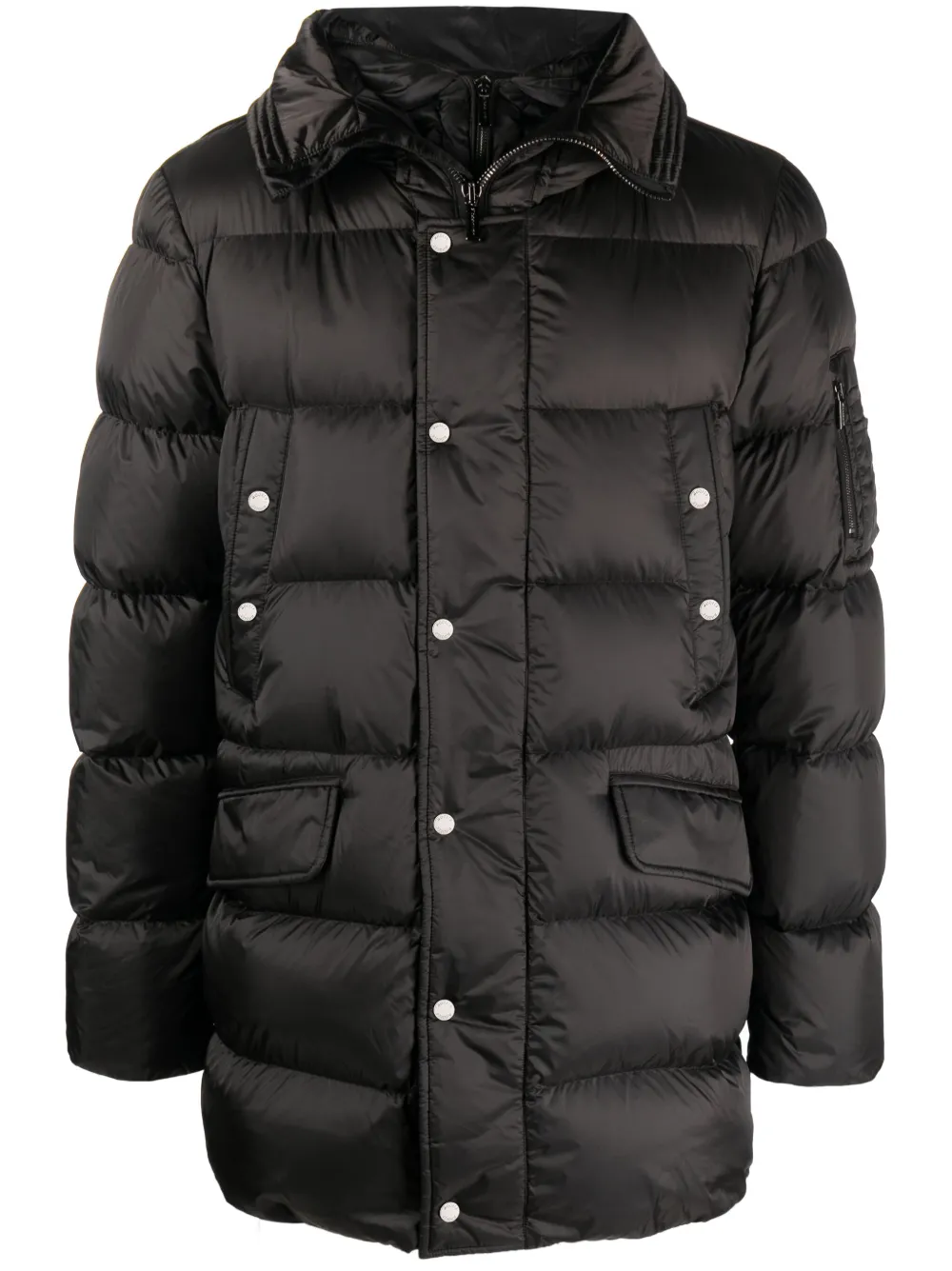Moorer padded press-stud fastening coat | Black | Image 1