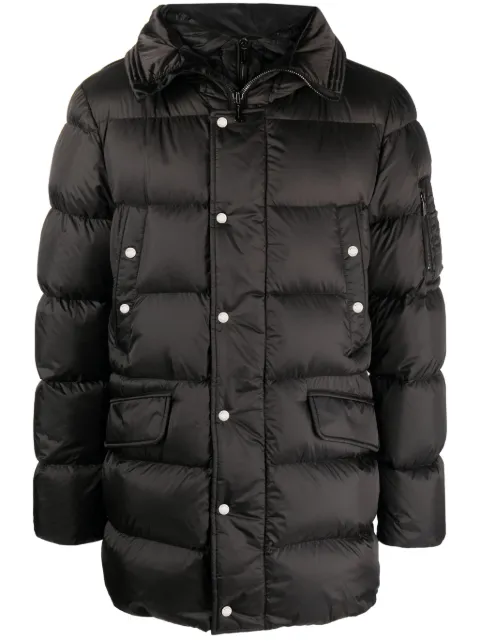 Moorer padded press-stud fastening coat