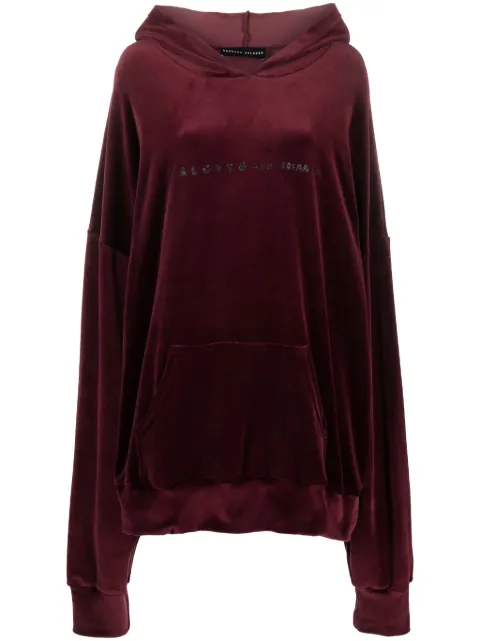 Barbara Bologna slogan-print velvet hoodie