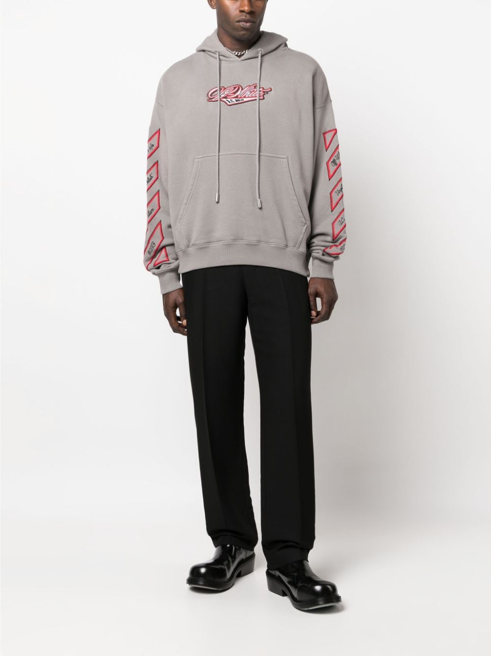 Off-White Hoodie met logopatch - Grijs