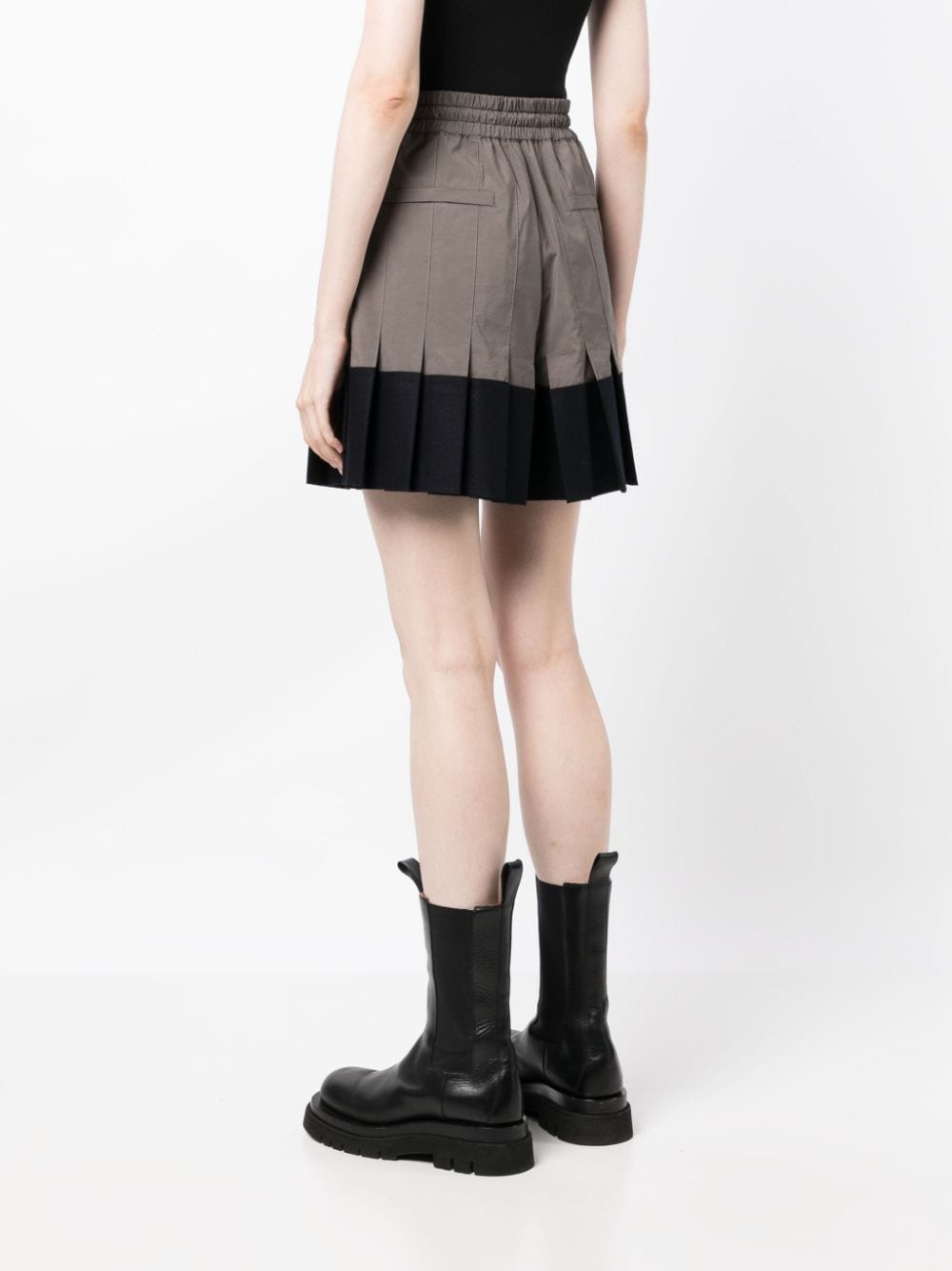 Shop Sacai Elasticated-waist Pleated Miniskirt In Grey