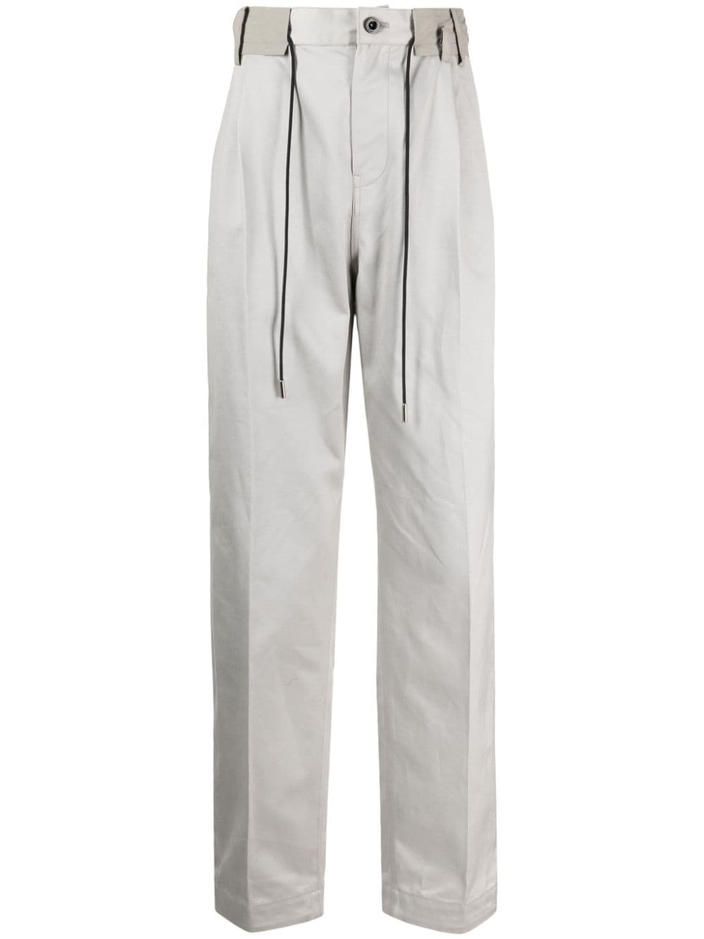 Sacai Pressed-crease Cotton Trousers In Grey