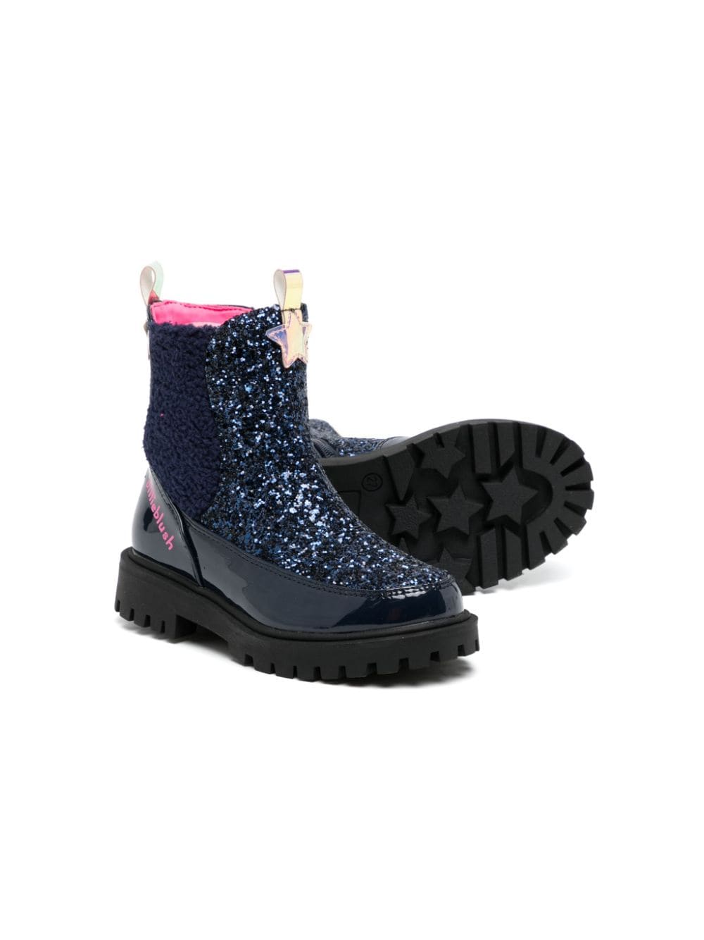 Billieblush glitter panelled ankle boots - Blauw