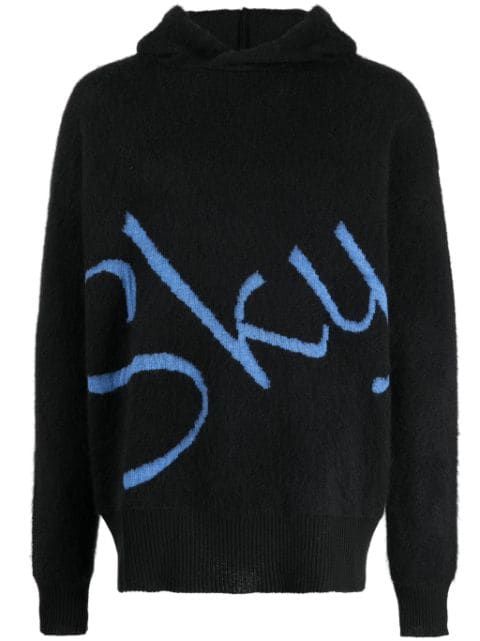 BLUE SKY INN logo-jacquard knitted hoodie