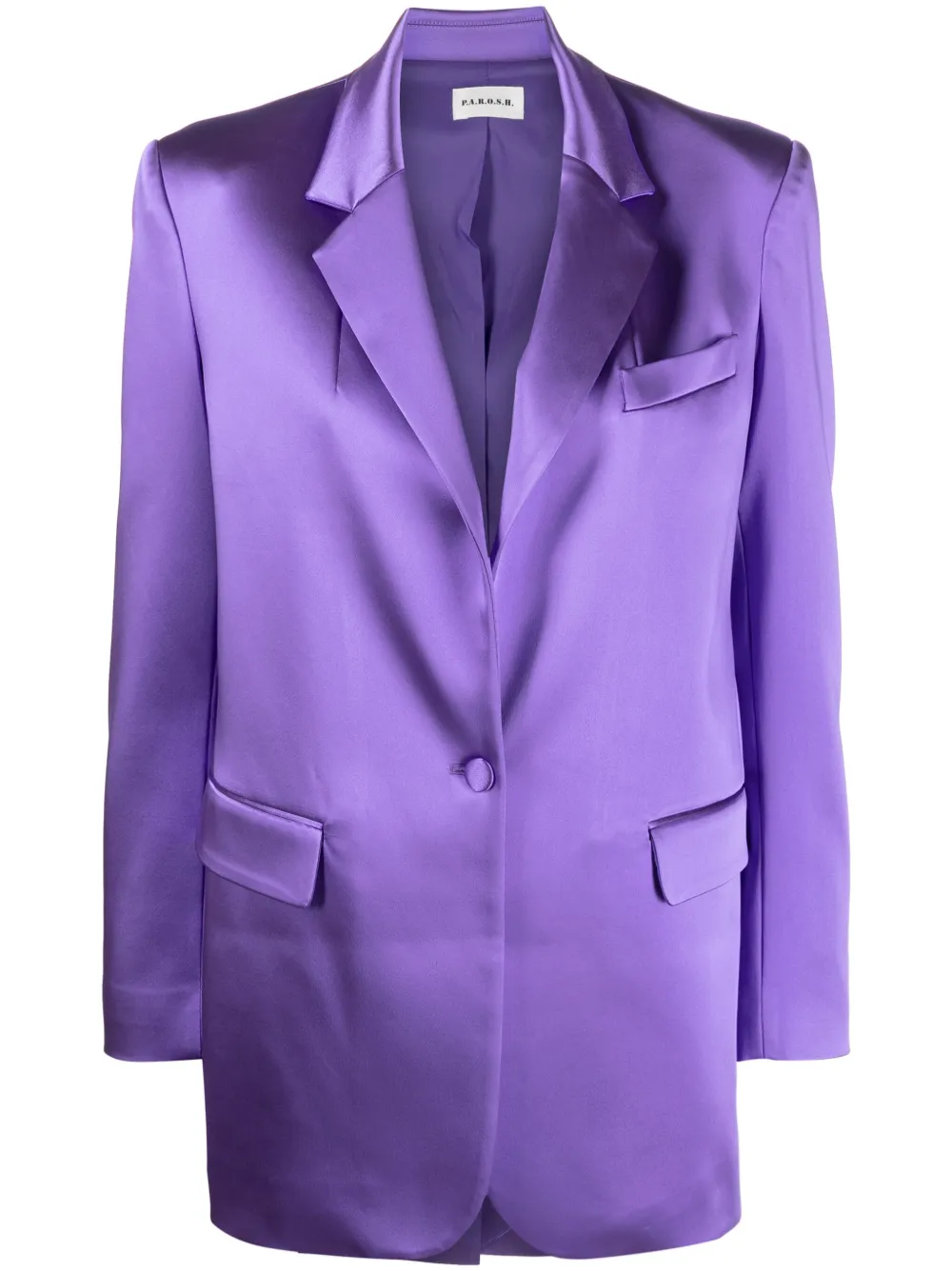 P.a.r.o.s.h Alix Satin Single-breasted Blazer In Purple