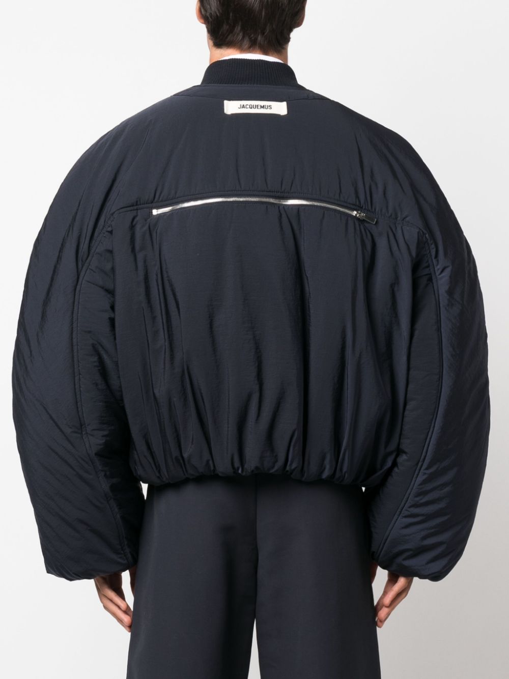 Shop Jacquemus Croissant Puffer Bomber Jacket In Blau