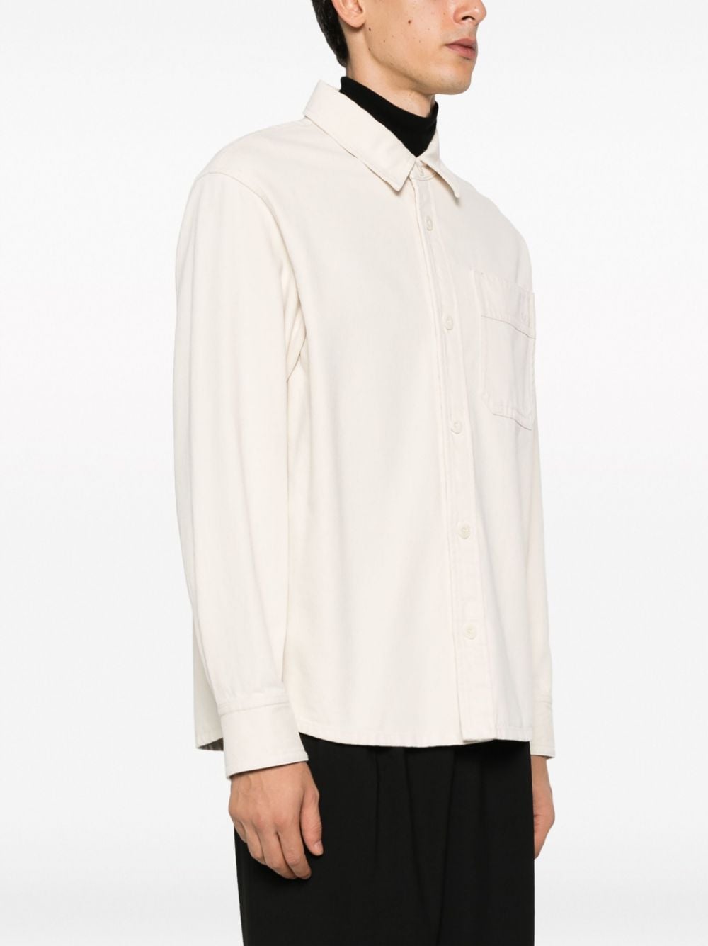Shop Apc Patch Pocket Cotton Shirt In Neutrals