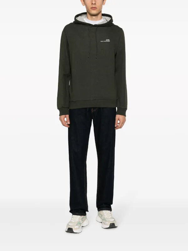 【送料&関税込】A.P.C. Logo Printed Drawstring Hoodie A.P.C. logo-print Drawstring Hoodie | Green | FARFETCH