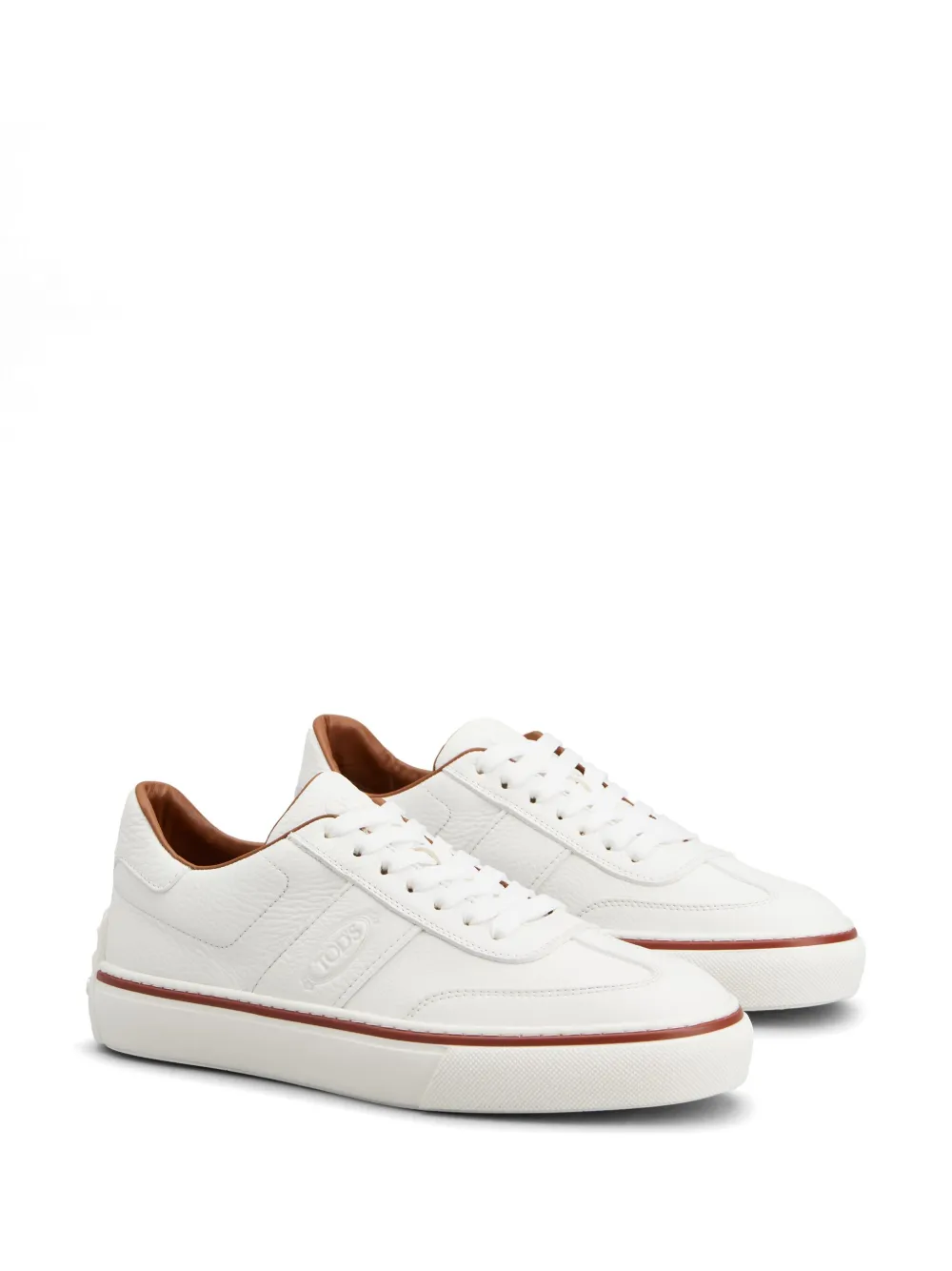 Shop Tod's Logo-debossed Leather Sneakers In White