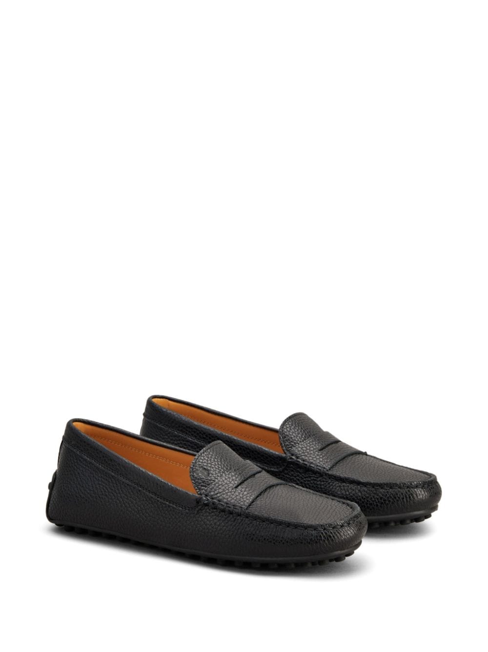 Shop Tod's Gommino Grained-leather Loafers In 黑色