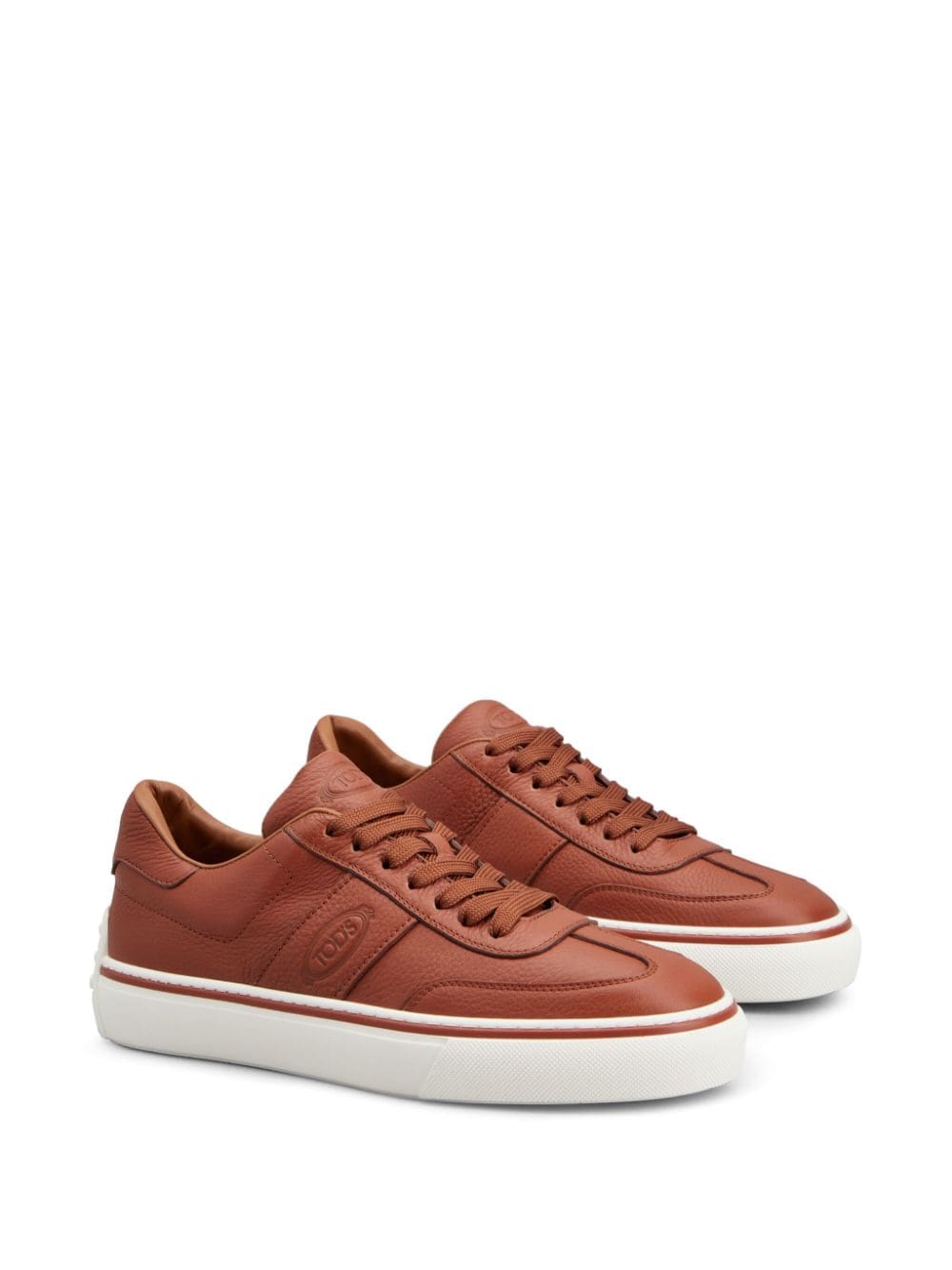 Shop Tod's Leather Lace-up Sneakers In Brown