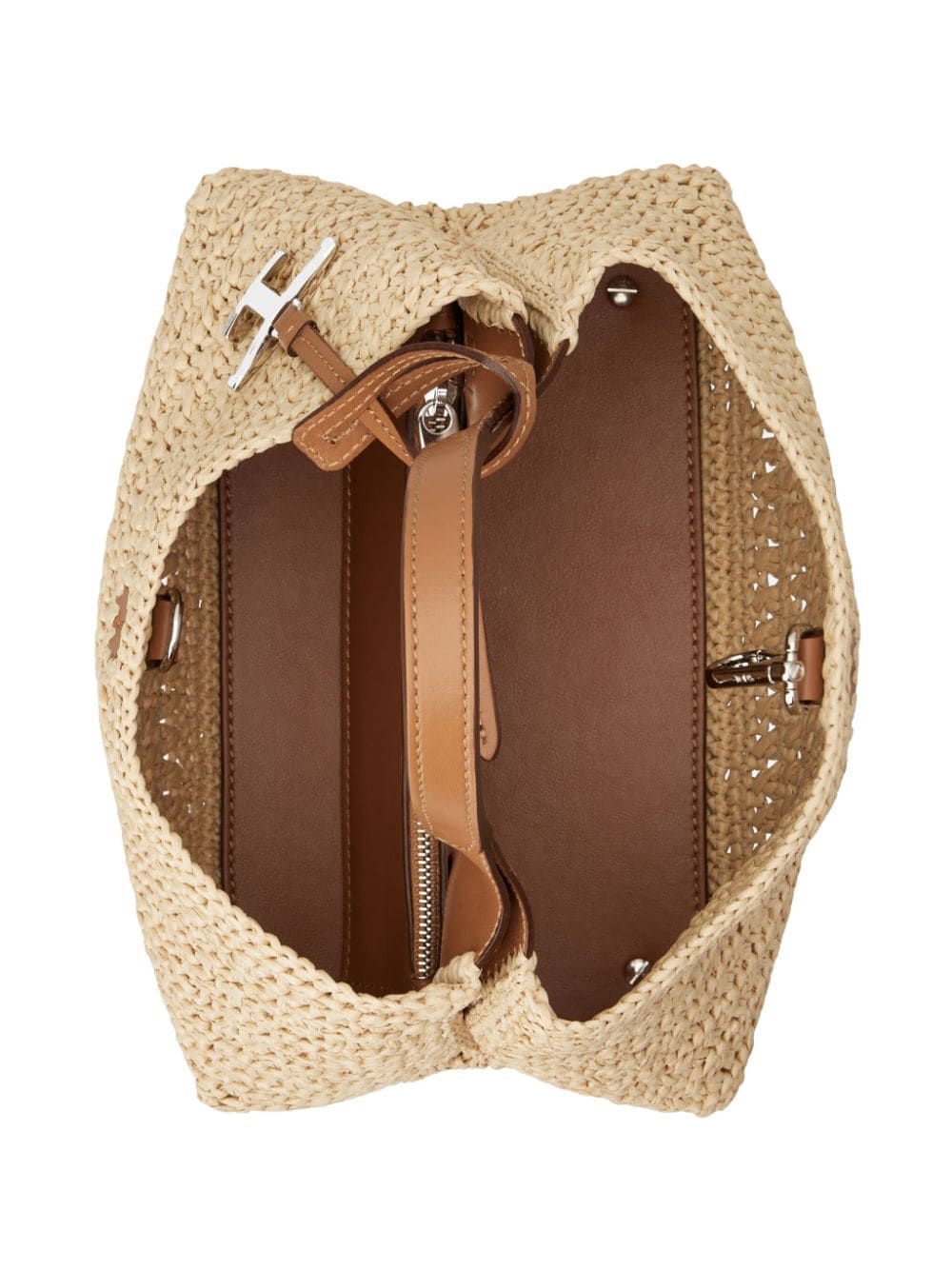 Tod's Raffia shopper met logoplakkaat Beige