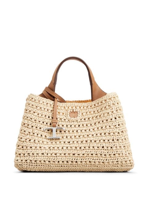Tod's T Timeless-plaque raffia tote bag