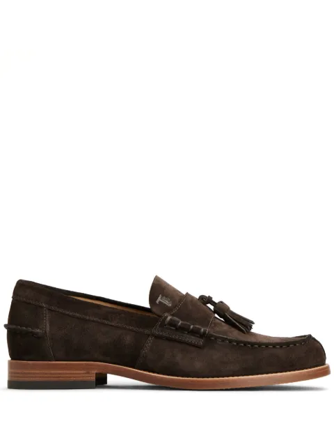 Tod's logo-debossed suede loafers