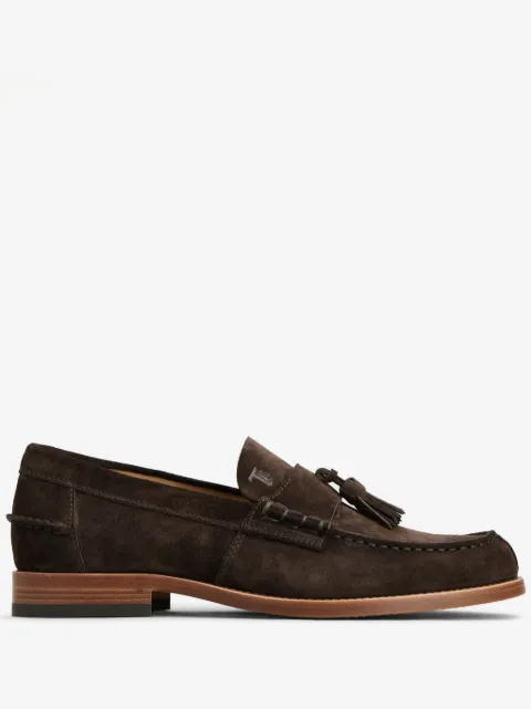 Tod's logo-debossed suede loafers